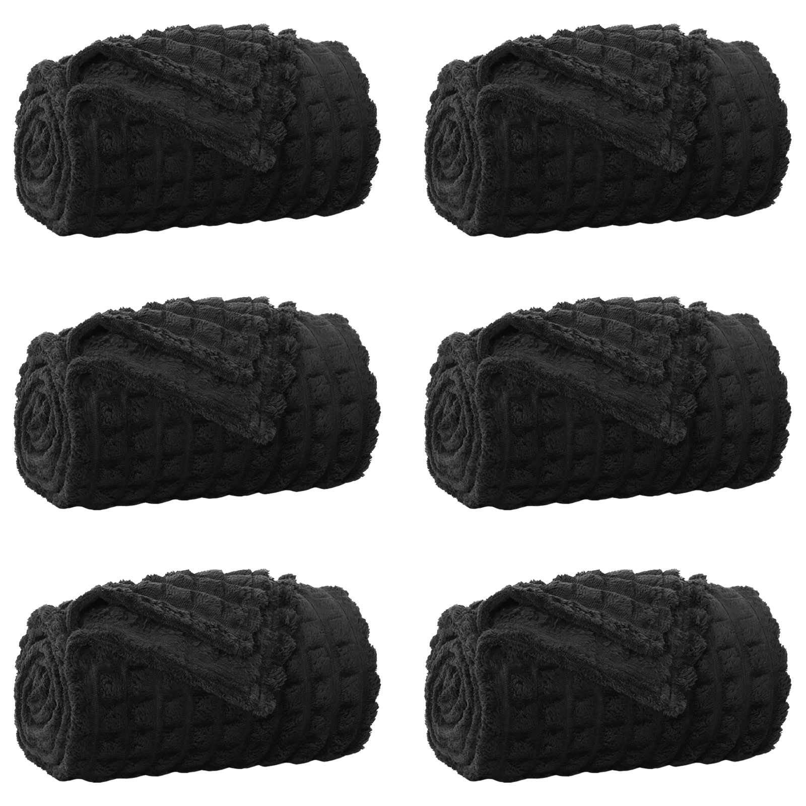 vidaXL Mantitas de Sofá 6 pcs Negro 240 x 220 cm Lana