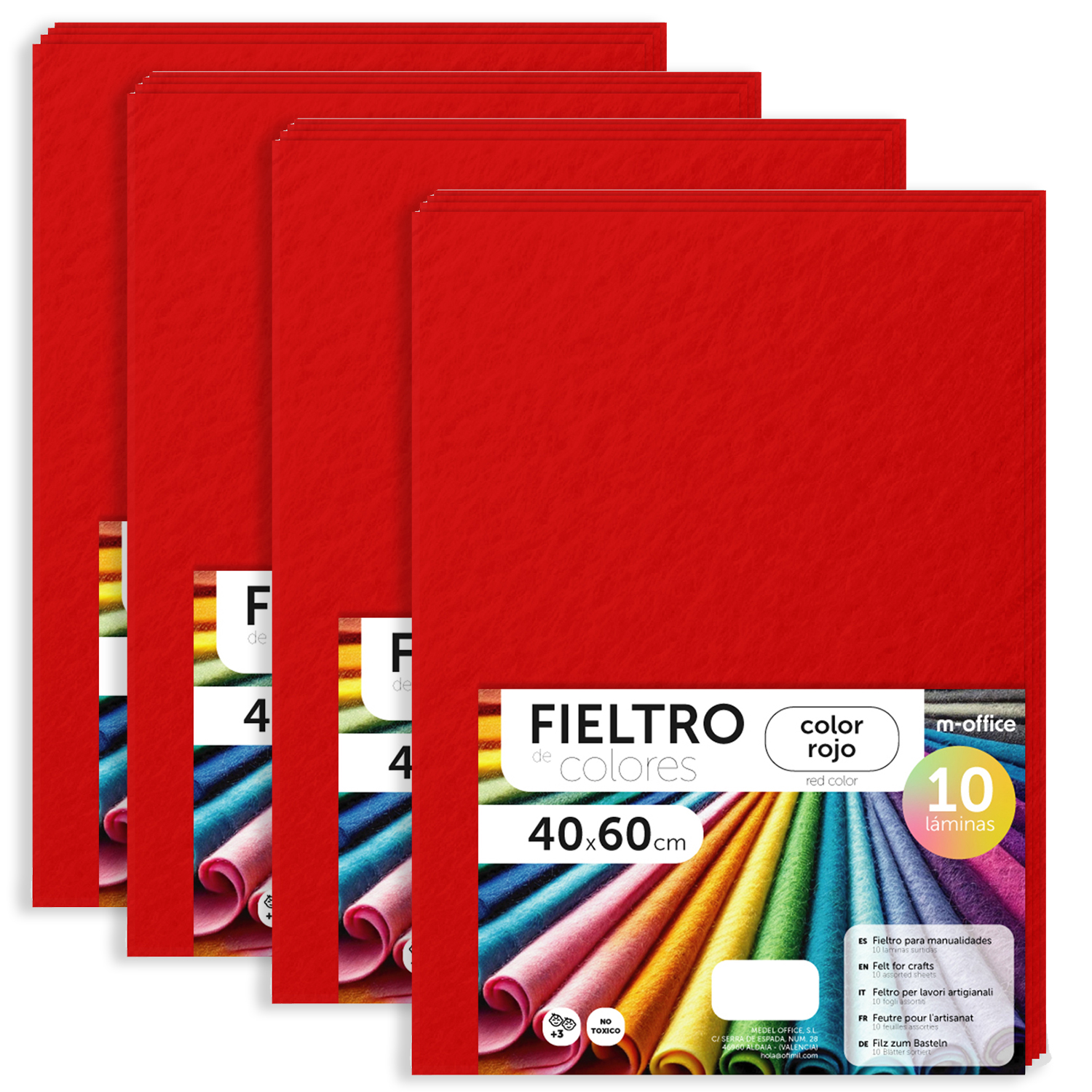 Fieltro para Manualidades, Fieltro de Colores, Suave y Flexible, Material para Costura, Telas Patchwork, Ideal para proyectos DIY, artesanía o decoración, Tamaños Variables - m-office Distintos Colores