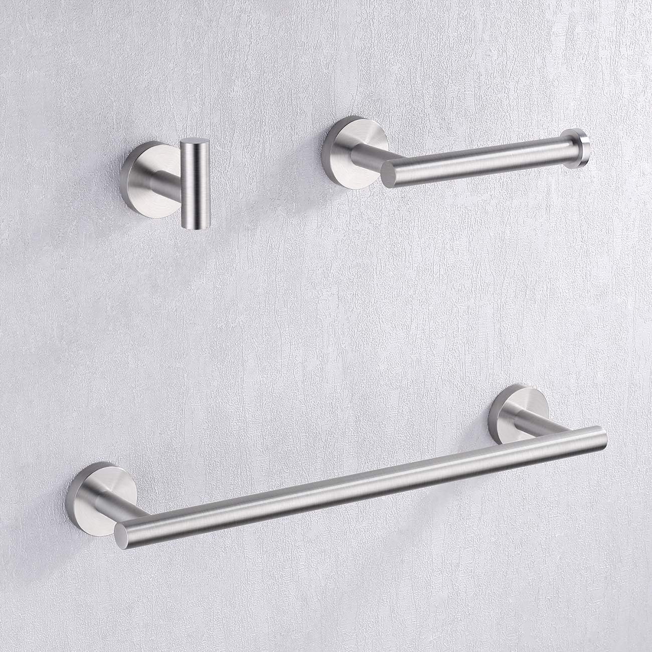 RICEEL Toallero 40CM Soporte para Papel Higiénico Gancho Juego de Herrajes para Baño 3 Piezas Montaje en Pared Acero Inoxidable SUS304 Acabado Cepillado Inoxidable, LA202DG-32 Soporte para Papel Higiénico