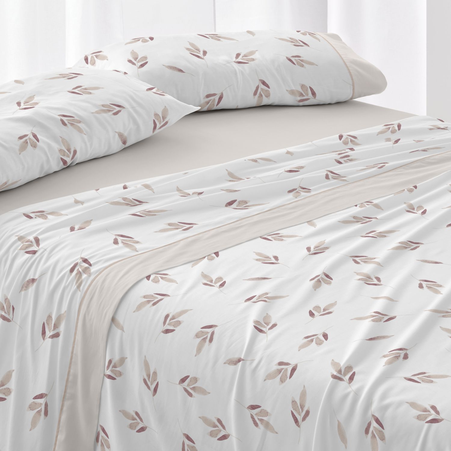 Juego de Sábanas 100% Algodón con Estampado Floral Verde - Todas las Medidas - Extra Suave y Fresco - Ideal Primavera/Verano