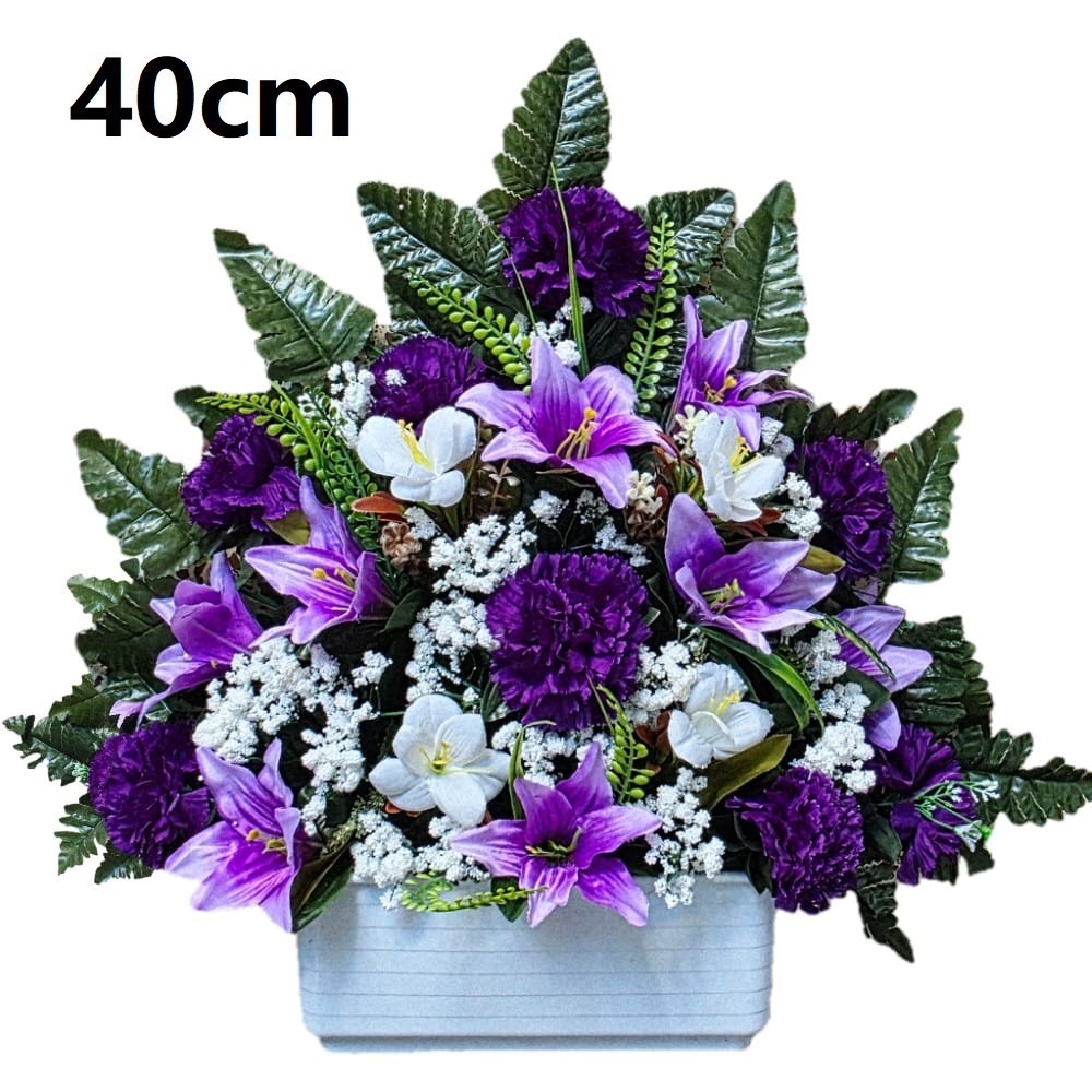 Flores artificiales para cementerio,Centro Flores para santos duraderas de tela con maceta,Gerimport,Envios desde España