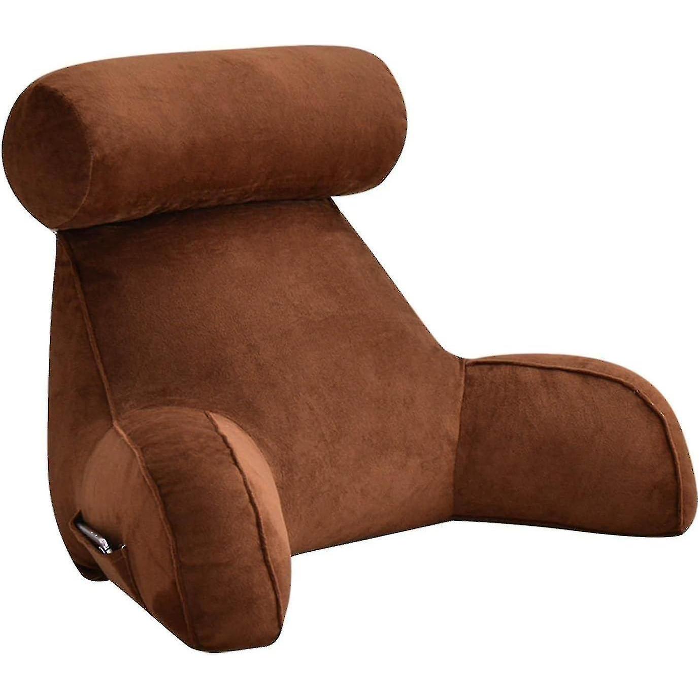 TK Almohada de la lectura, almohada del respaldo, almohada trasera for the rest para sentarse en Cama, respaldo Adult grande con los brazos, bolsos laterales, Rollo desmontable del Cuello Para Leer/El Reloj, los 75*40*40cm