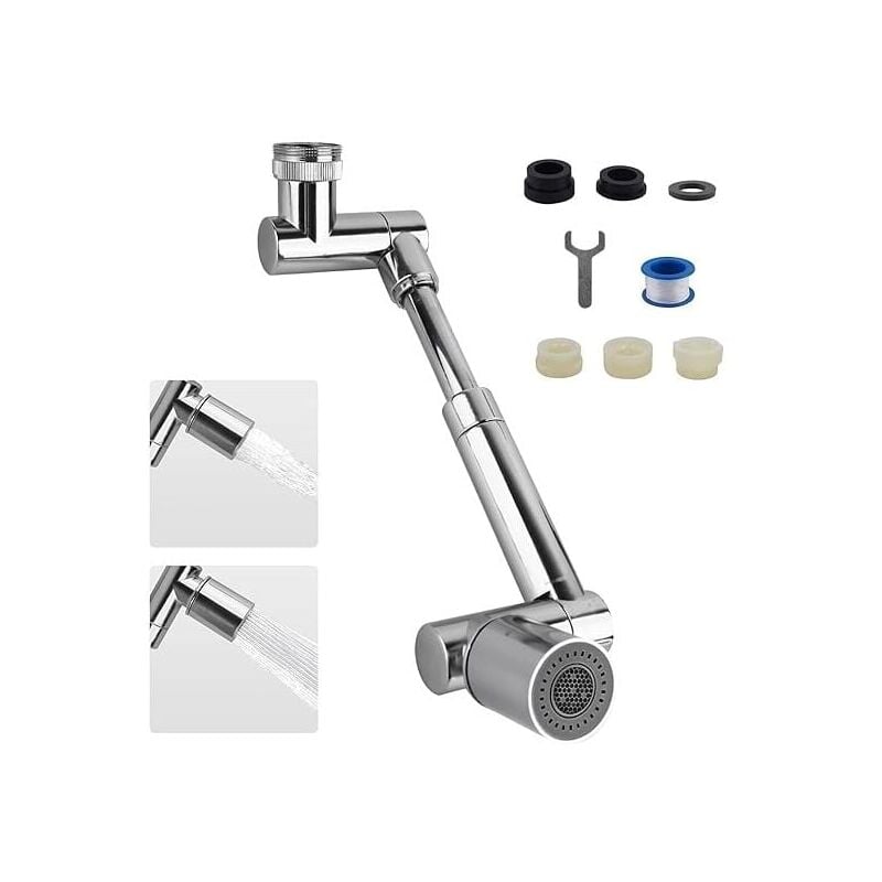 CA Extensor de grifo universal de 1440°, 2 modos de salida de agua, grifo de cocina multifunción, filtro antisalpicaduras, extensor de grifo giratorio para lavabo de baño FOREHILL