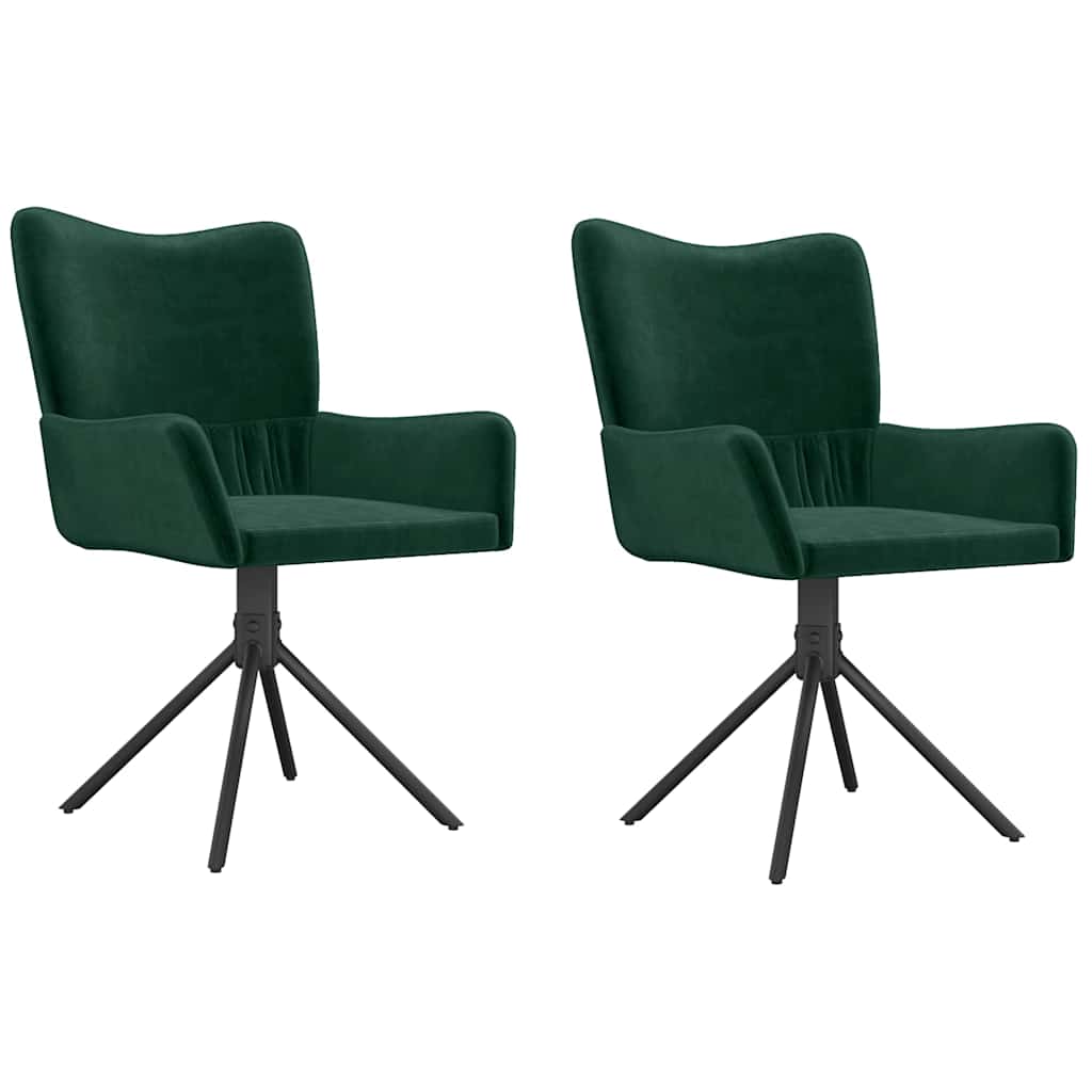 vidaXL Sillas de comedor giratorias 2 unidades terciopelo verde oscuro