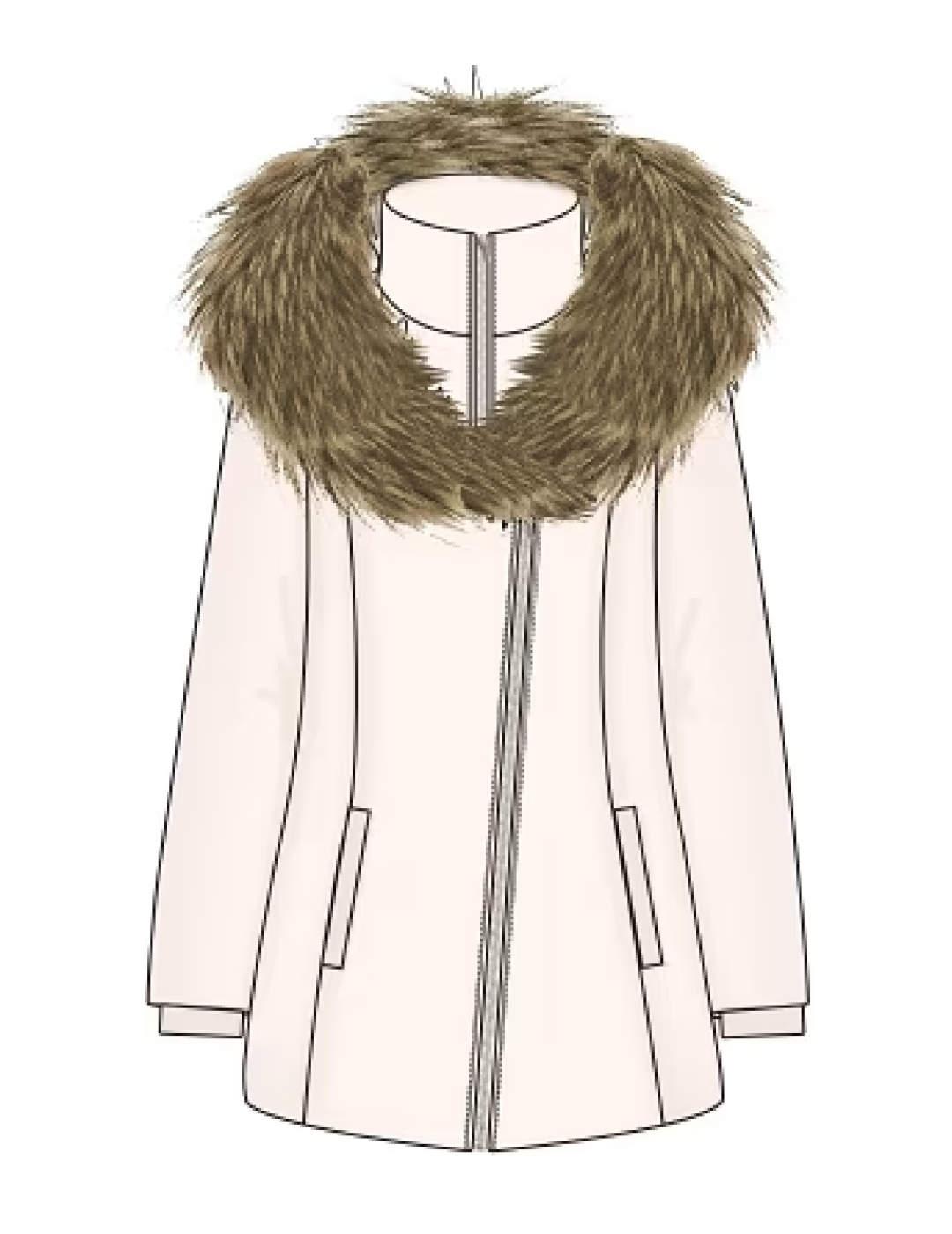 Plumas Guess Sylvie midi blanco con capucha para mujer