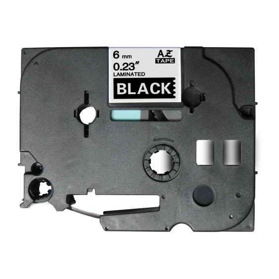 Compatible brother tze315 / tz315 cinta laminada de etiquetas - texto blanco sobre fondo negro - ancho 6mm x 8 metros