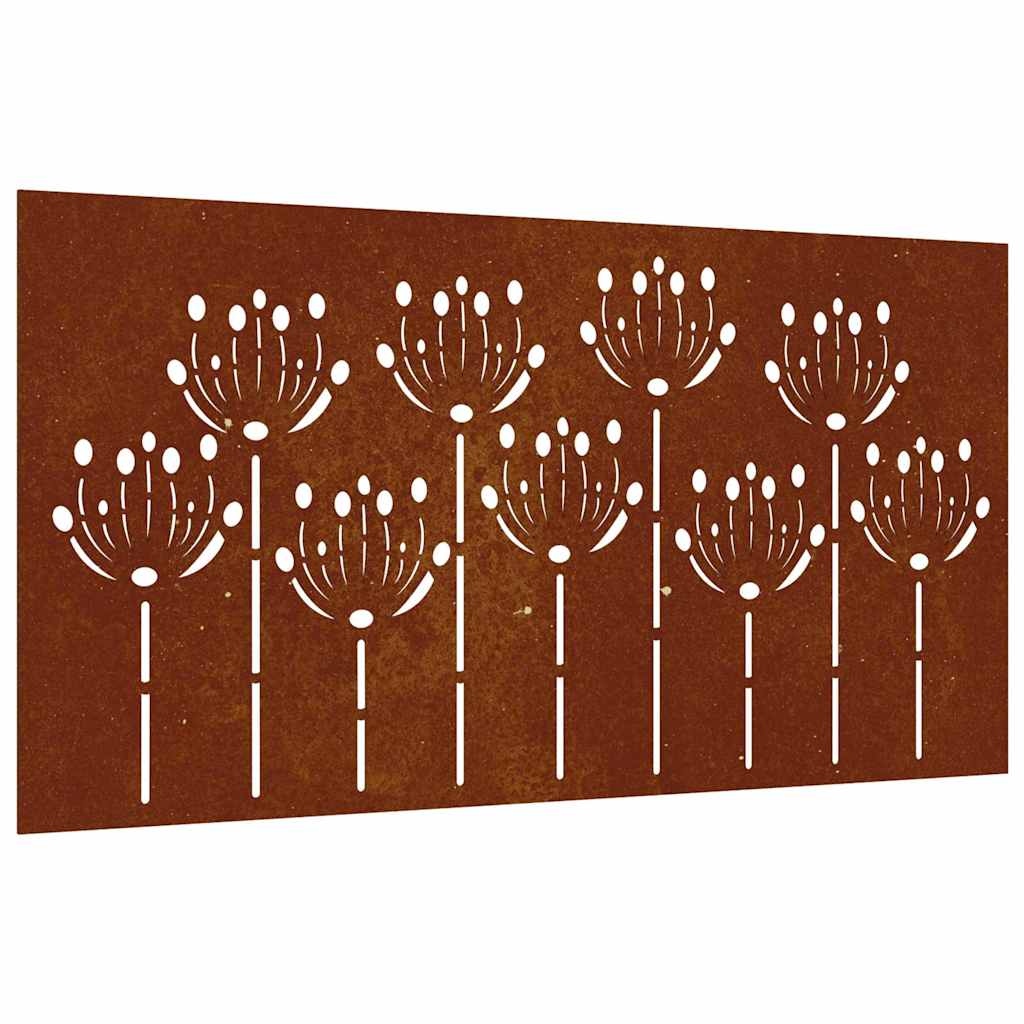 vidaXL Adorno de pared de jardín acero corten diseño flores 105x55 cm