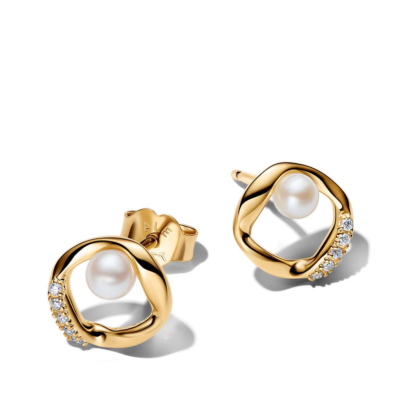 Pandora Pendientes de botón chapado en oro 264662C01 , para Mujer