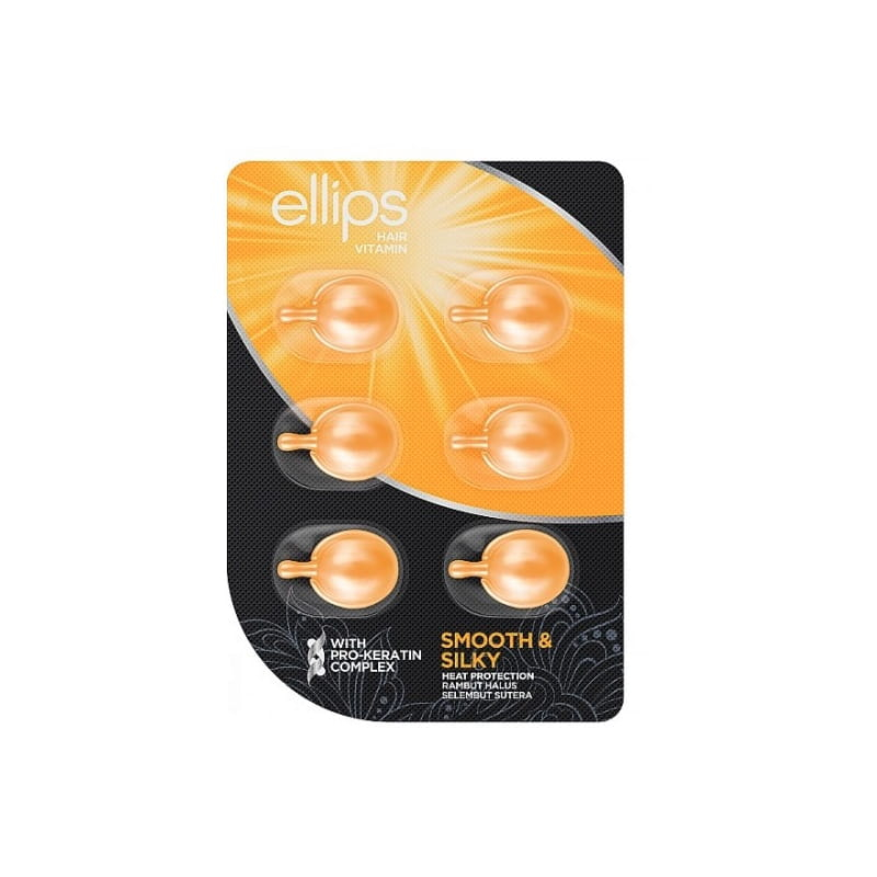 Ellips -Cápsulas Capilares Smooth & Silky con Pro-Keratina y Protección Térmica para Cabello seco 6 Uds