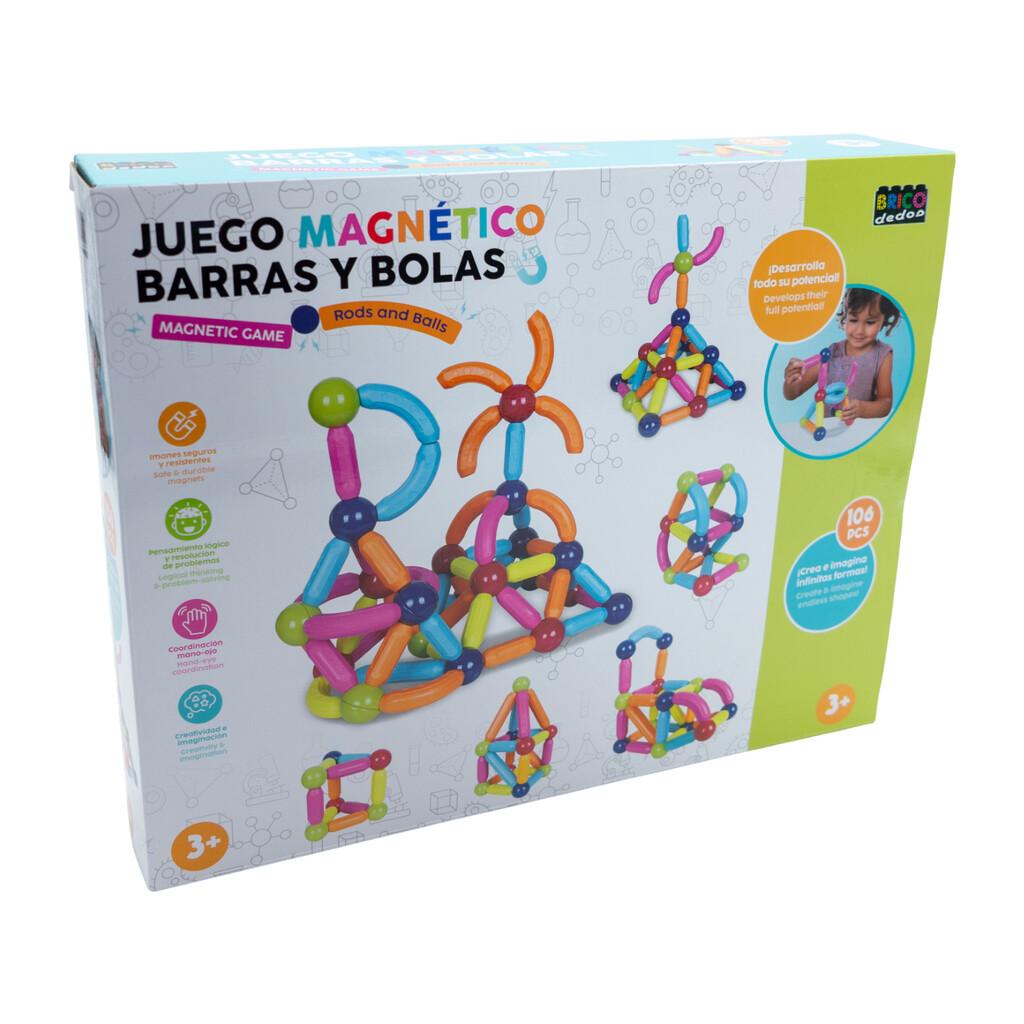 Juego Magnético de Barras y Bolas con 106 Piezas Encajes BRICODEDOS
