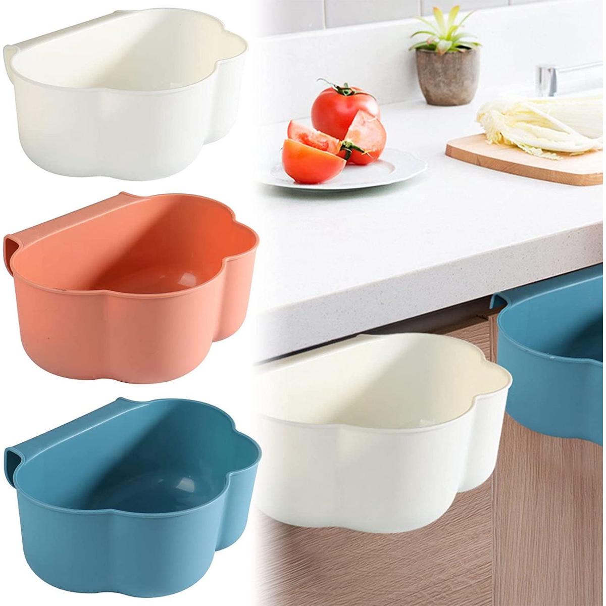 Papelera colgante de 3 piezas, papelera colgante para armario, contenedor de basura colgante para puerta de armario de cocina, contenedor de basura colgante para escritorio de cocina, papelera colgante para residuos de alimentos, papelera colgante para re