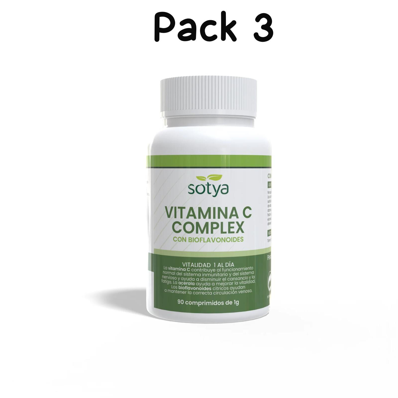 Pack 3 Vitamin C Complex con Bioflavonoides 90 Comprimidos de 1g sotya