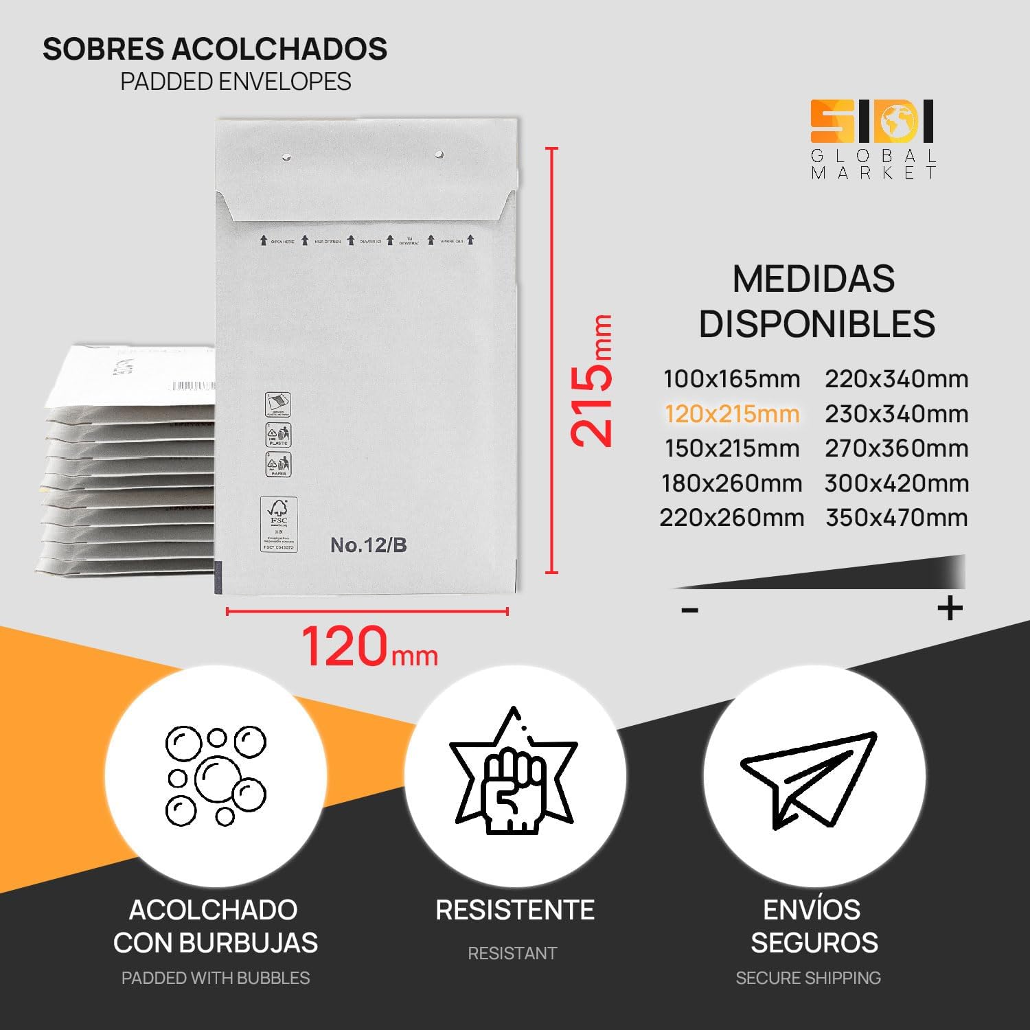 SIDI Sobres Acolchados Autoadhesivos para envíos - Color Blanco