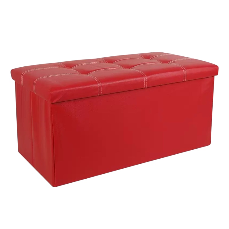 TK Taburete otomano de almacenamiento 38x38x76CM, reposapiés, plegable, 76 x 38 x 38 cm, Banco de piel sintética, taburete rectangular de almacenamiento, asiento acolchado, tapa extraíble