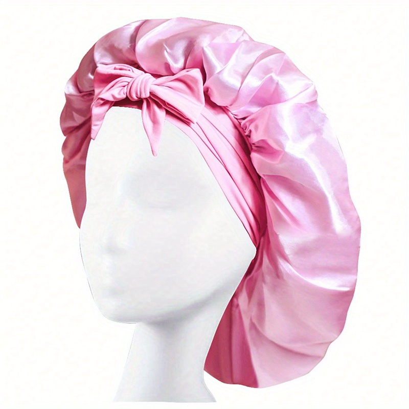 TK Gorro de seda para dormir,Gorro de dormir de satén para mujer, Gorro de dormir ajustable con elástico, doble capa, reversible, transpirable, Gorro de dormir de poliéster, protege el pelo rizado.