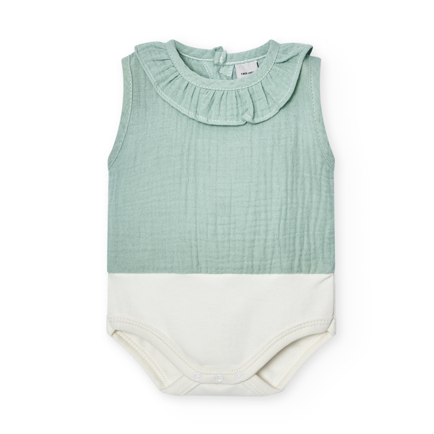 Basicos Babidu pack de 2 bodys cuello volante bambula sin mangas