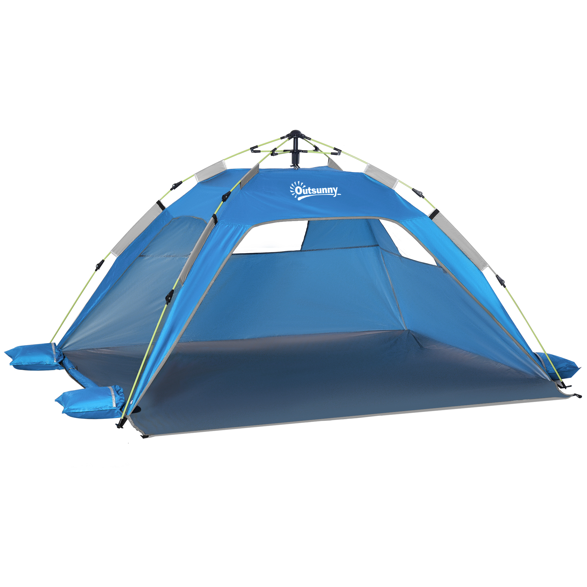 Outsunny Tienda de Playa Plegable Carpa de Playa Pop-up para 1-2 Personas con 2 Puerta 2 Ventanas y Bolsa de Transporte para Parque Camping 220x173x120 cm