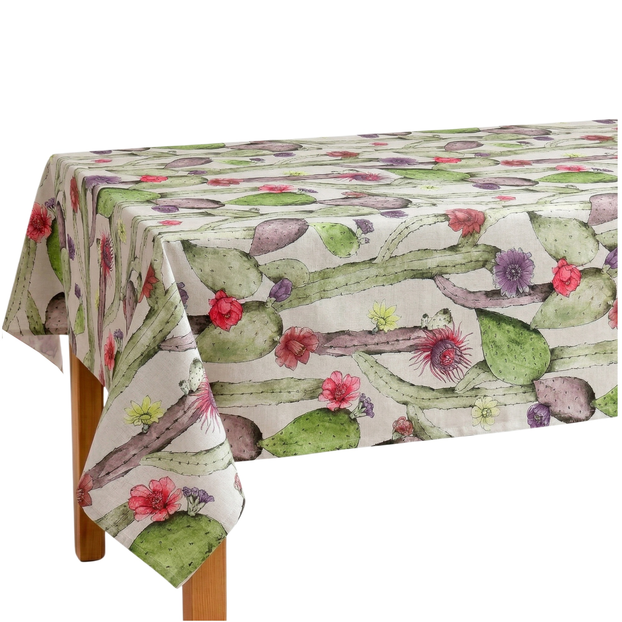Mantel de Tela Impermeable y Antimanchas con Estampado de Cactus – Mantel Lavable para Mesa de Comedor, Cocina, Exterior, Jardín o Picnic