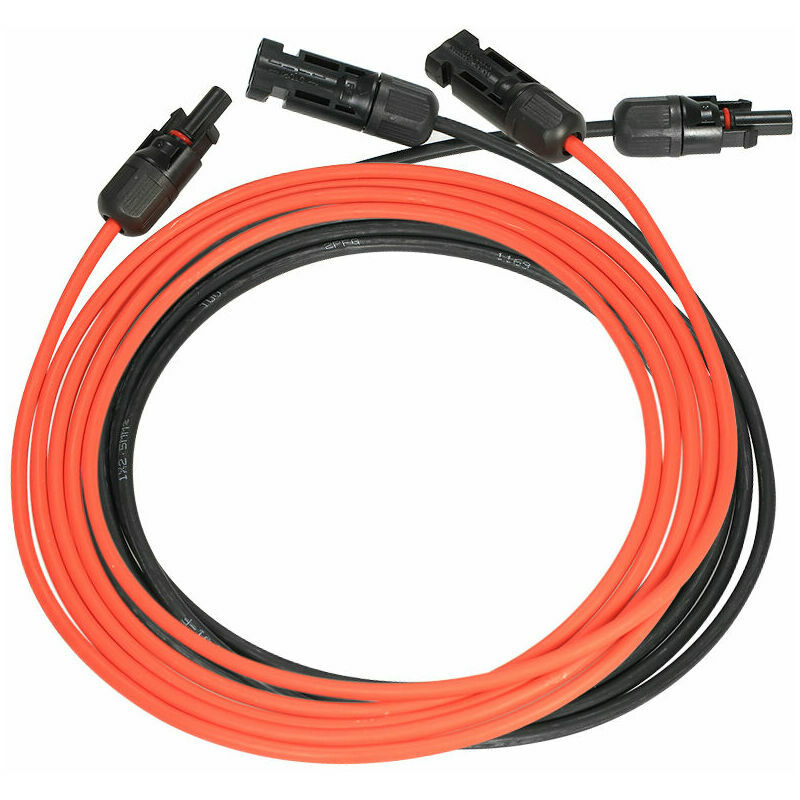 OmHome Cables de Extensión Fotovoltaica, 4.0mm², 3M/cable, 14AWG para Panel Solar Fotovoltaico, etc. (Negro+Rojo)