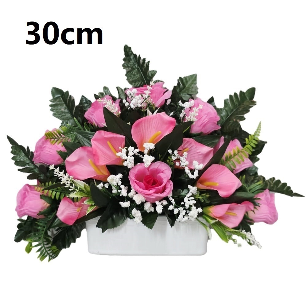 Flores artificiales para cementerio,Centro Flores para santos duraderas de tela con maceta,Gerimport,Envios desde España