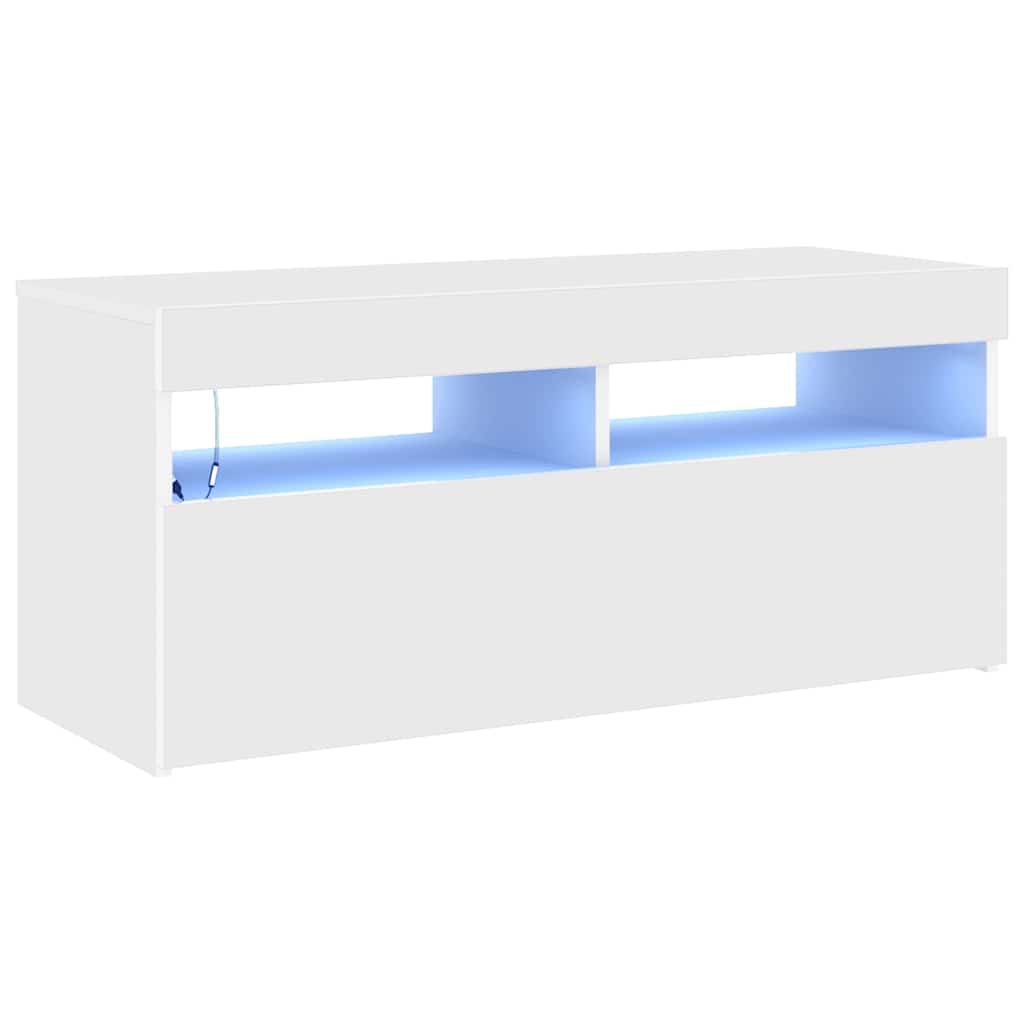 vidaXL Mueble de TV con luces LED blanco 90x35x40 cm