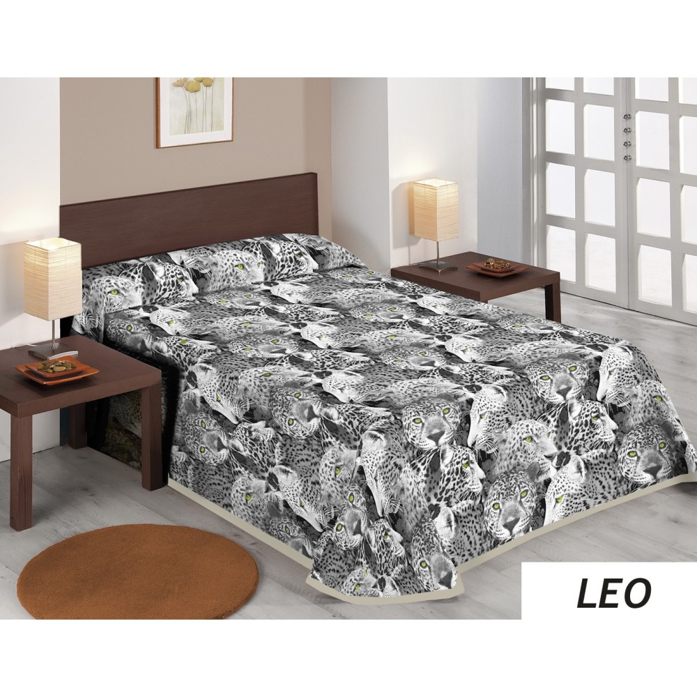 SABANALIA - Colcha estampada Leo (Disponible en varios tamaños y colores) | Colcha ideal para primavera y verano | Producto ligero y decorativo