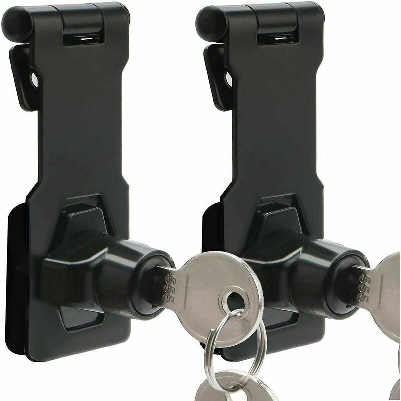 CA Juego de 2 pestillos y cerrojos de 3" con llave, cerradura y pestillo metálico para puertas, armarios y ventanas (negro)