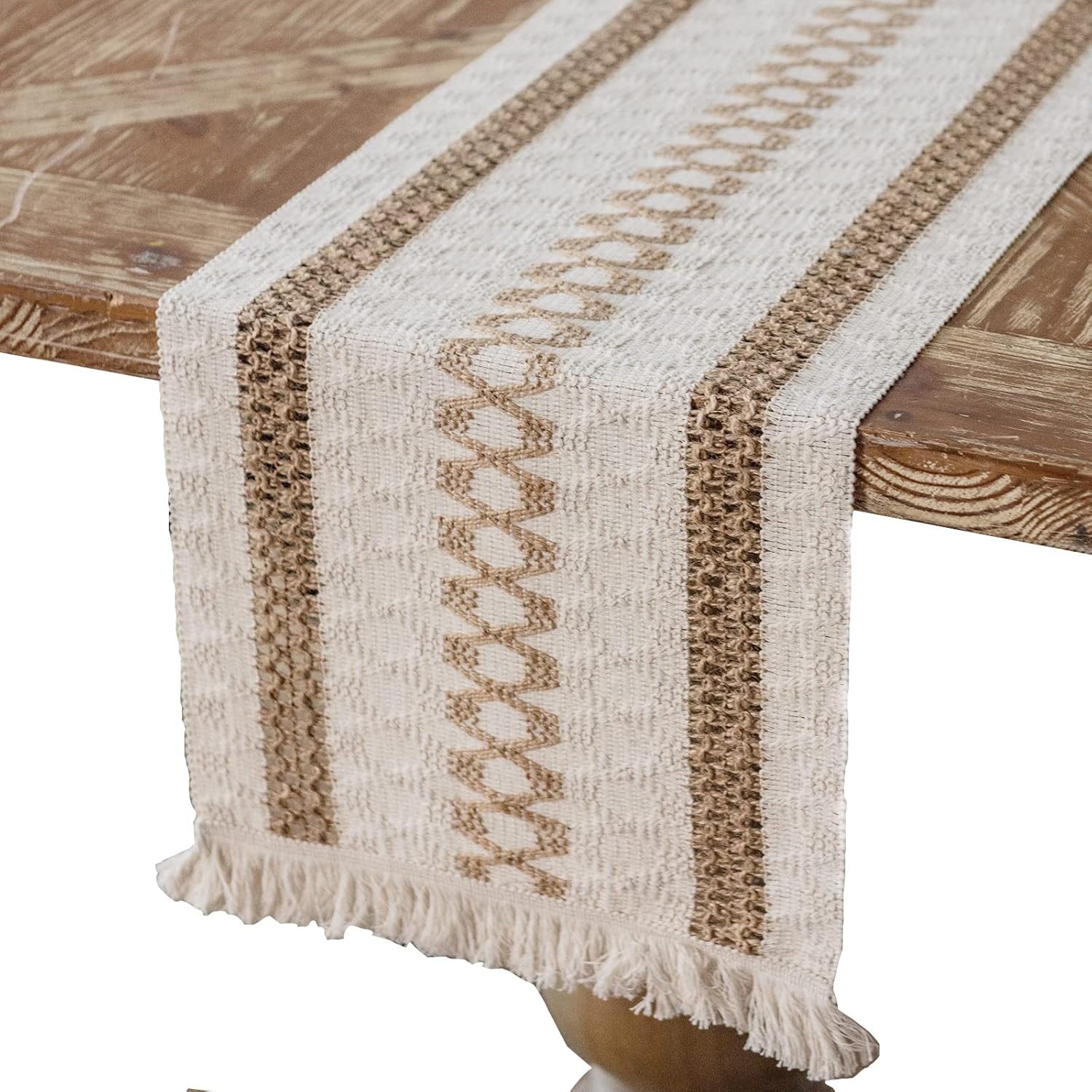 Camino de Mesa de Lino Macramé Corredor de Mesa de Yute Rústico Bohemio con Borlas para Boda Fiesta Hogar Cocina Mesa de Comedor Decoración Table Runner, 30 x 140 cm