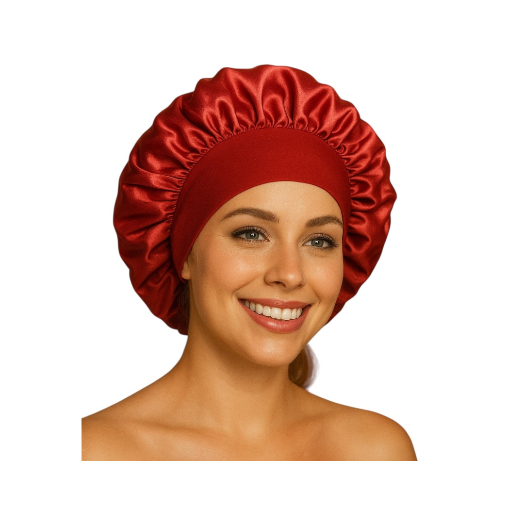 Gorro de satén AEYA Gorro de seda Gorro de satén para dormir Gorro para mascarillas Gorra de Noche de Banda Ancha Elástica Cubierta de Cabeza, Gorro para Dormir Pelo Rizado Ajustable Doble Capa Sombrero Pelo largo