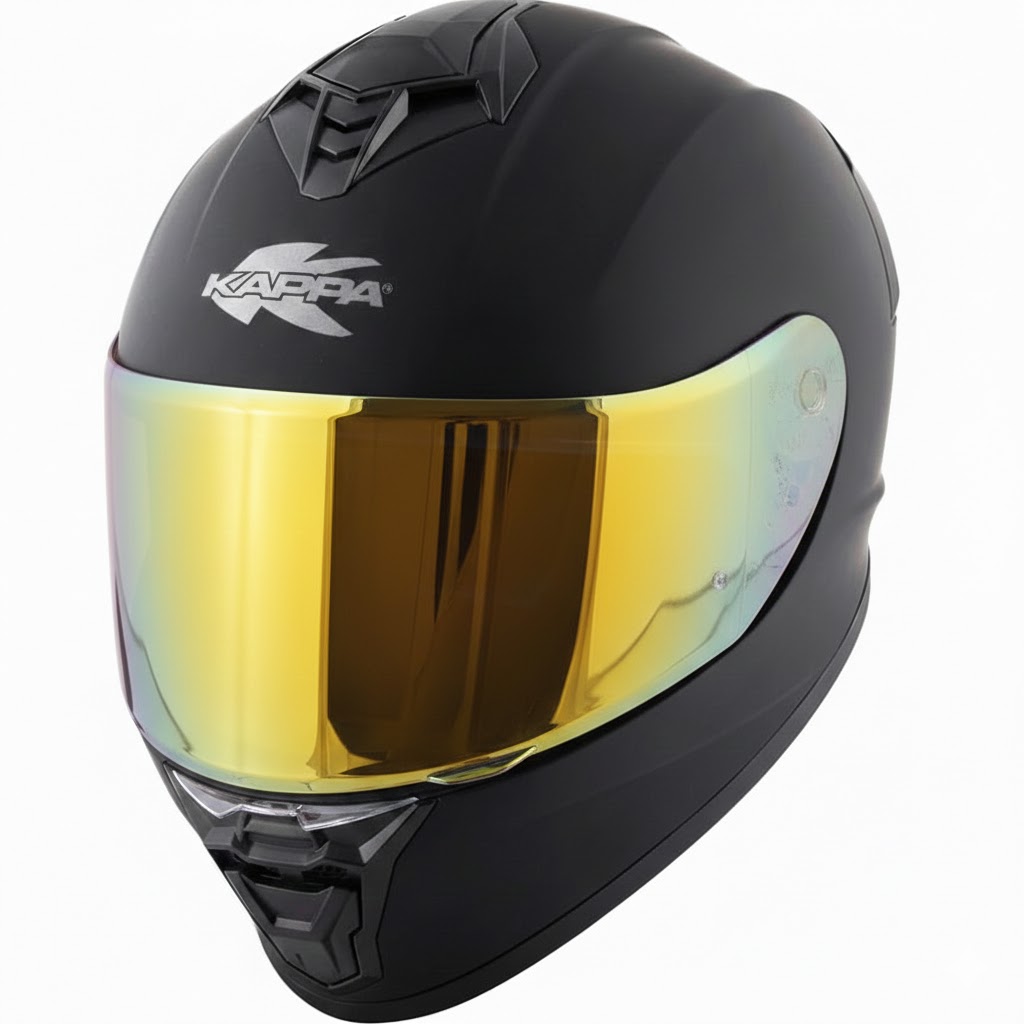 Casco de moto Integral Kappa KV51 Negro Mate + Pantalla decorada