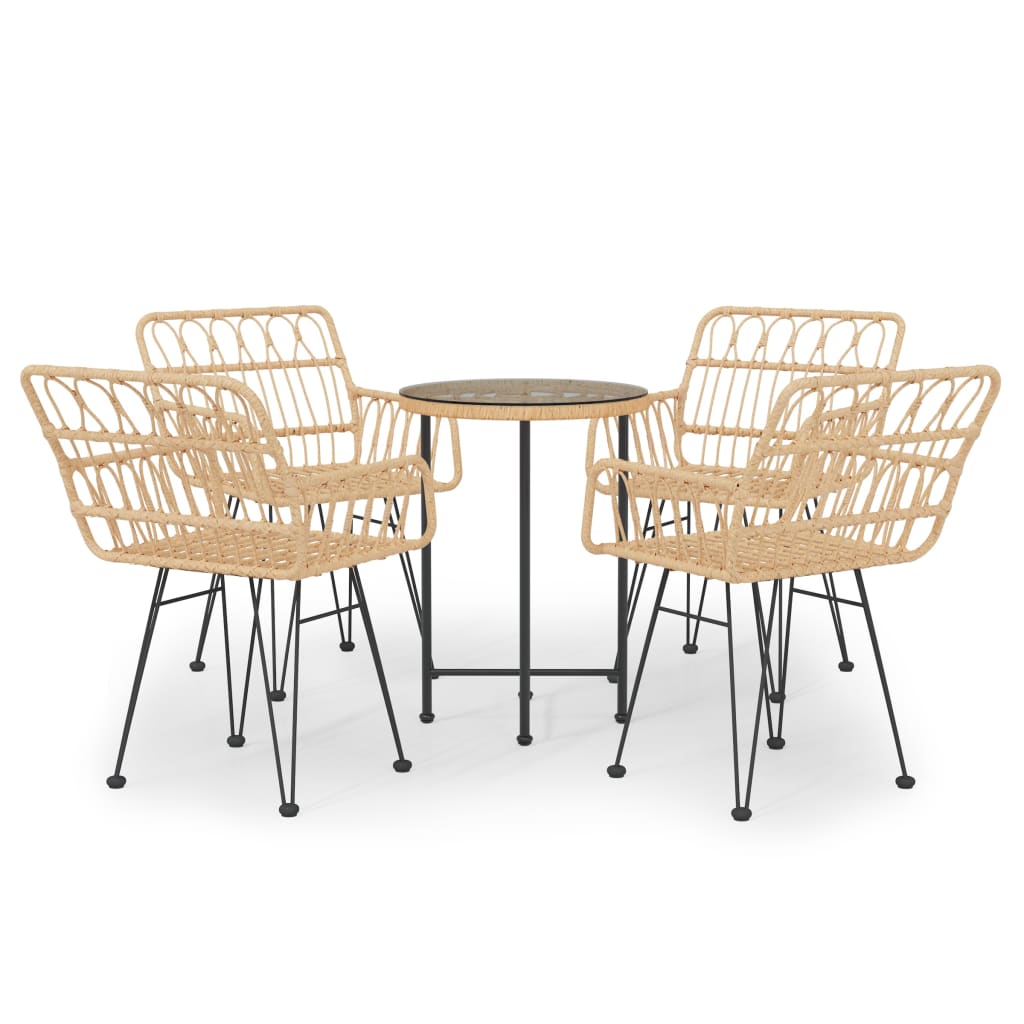 vidaXL Juego de comedor de jardín 5 piezas ratán sintético