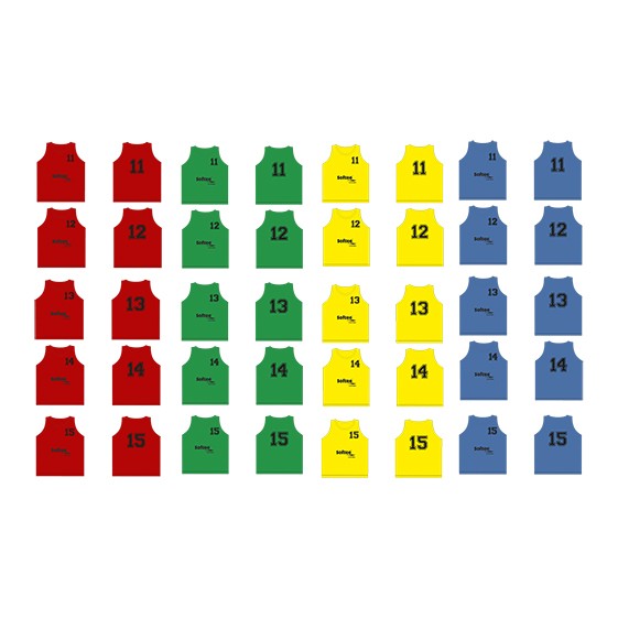 set 5 petos softee numerados del 11 al 15 color verde tamaño juvenil