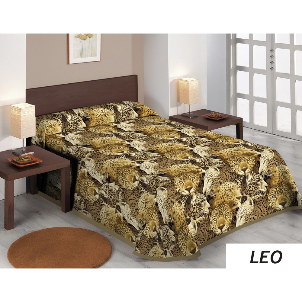 SABANALIA - Colcha estampada Leo (Disponible en varios tamaños y colores) | Colcha ideal para primavera y verano | Producto ligero y decorativo