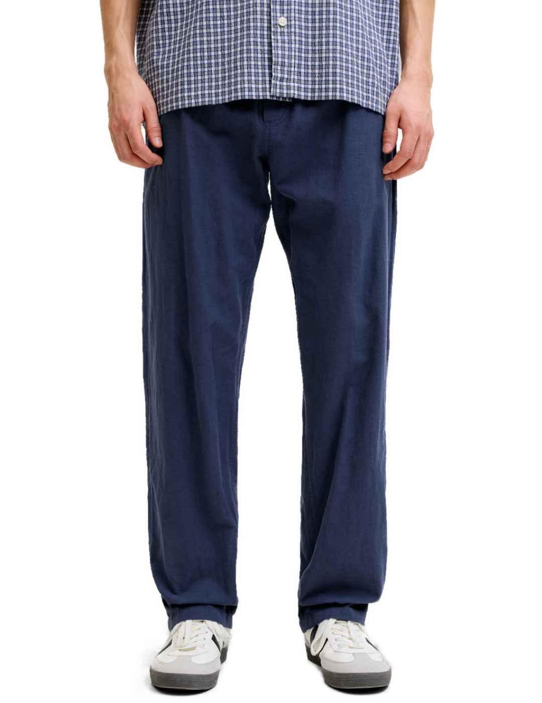 Pantalón Jack&Jones Jogger marino de lino para hombre