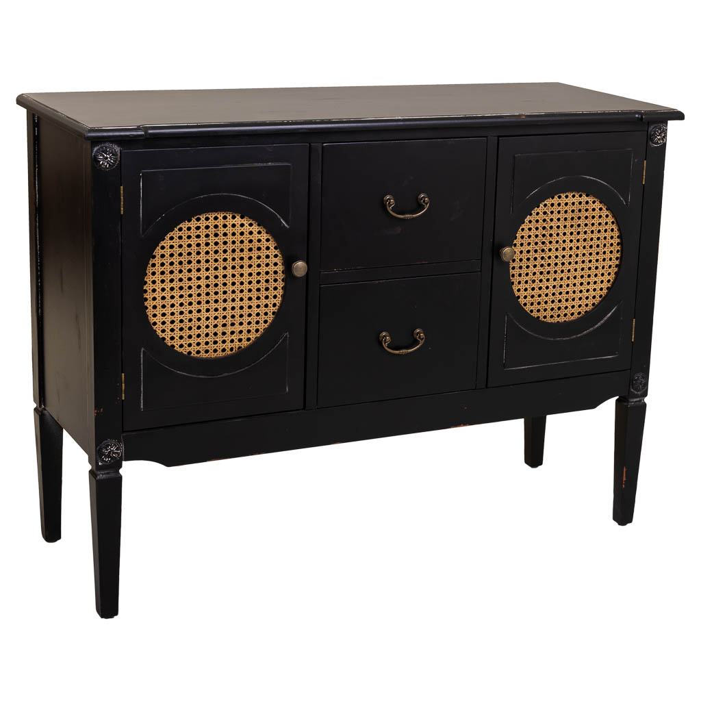 Wonderlust Deco - Aparador de madera negro 106x40x78 Negro 106x40x78h cm