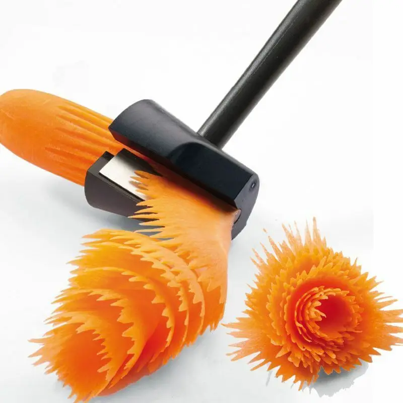 CA 2 piezas Cortador en Espiral de zanahoria, Rábano, potato, pelador de frutas, dispositivo de tallado de Flores, cortador de verdes de Cocina, herramienta rebanadora, 1 Pieza