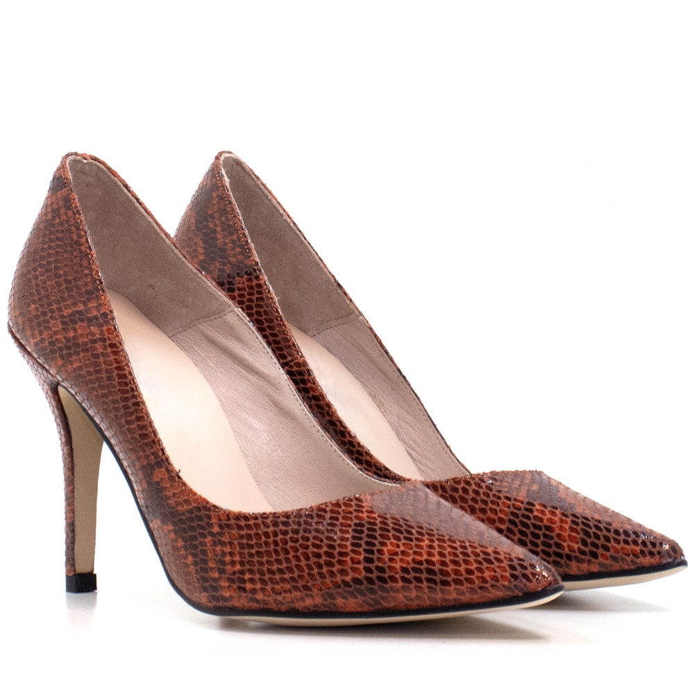 Zapato de Tacón Alto Heidi Calgary Halloween de Elodie para Mujer, Elegancia y Presencia Única, Altura de 95mm, Color Naranja Intenso, Estilo Atrevido y Sofisticado, Fabricado en España con Piel Calga