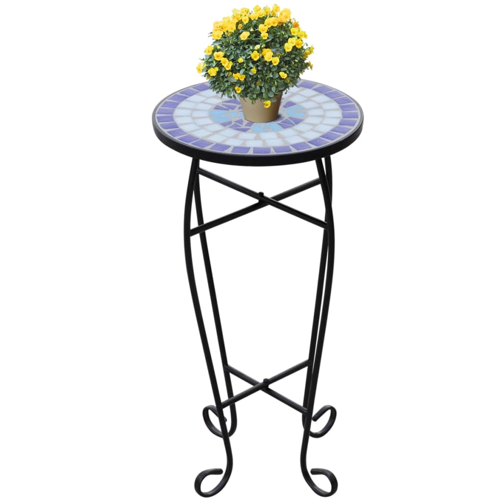 vidaXL Mesa Auxiliar Mesa para Plantas de Mosaico Color Verde, Azul, Negro y mas