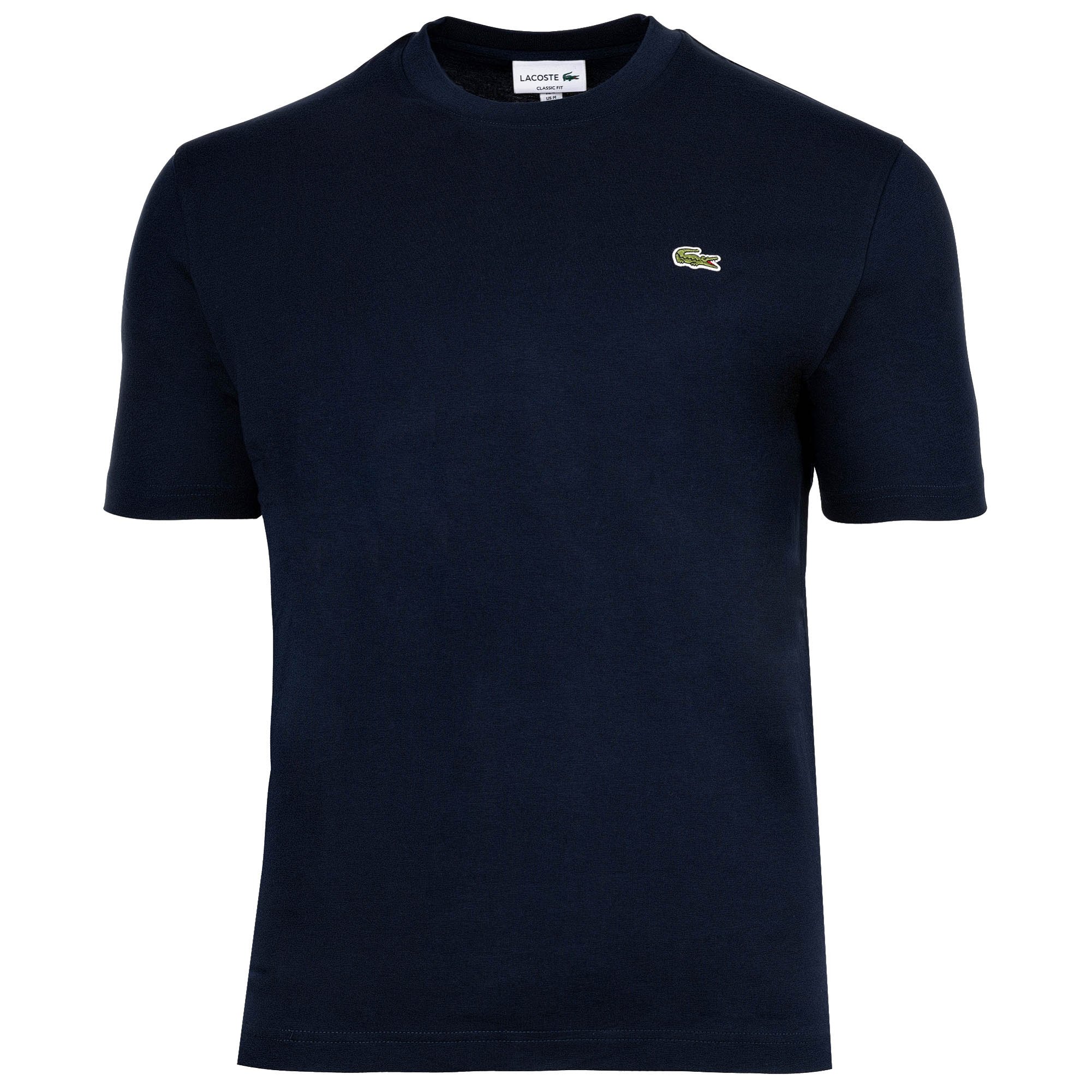 LACOSTE Camiseta de hombre, cuello redondo - Corte clásico, algodón, logotipo, liso