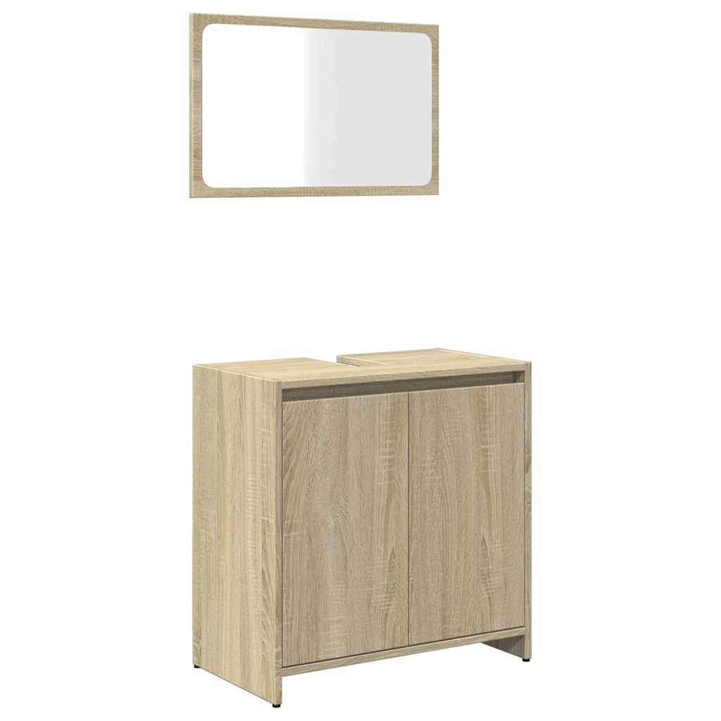 vidaXL Set de muebles baño 2 pzas madera contrachapada en color Marrón roble/Madera antigua/Gris hormigón y más | almacenamiento funcional diseño moderno para baño dormitorio sala