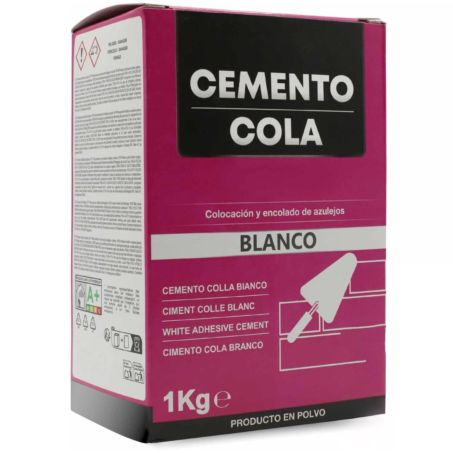 Pack 2 Cemento Cola en Polvo 1 Kg Blanco o Gris – Adhesivo para Azulejos Interior y Exterior – Fijación Fuerte y Duradera – Preparado de Cemento para Colocación y Encolado en Suelos y Paredes – Alta Adherencia y Fácil Aplicación