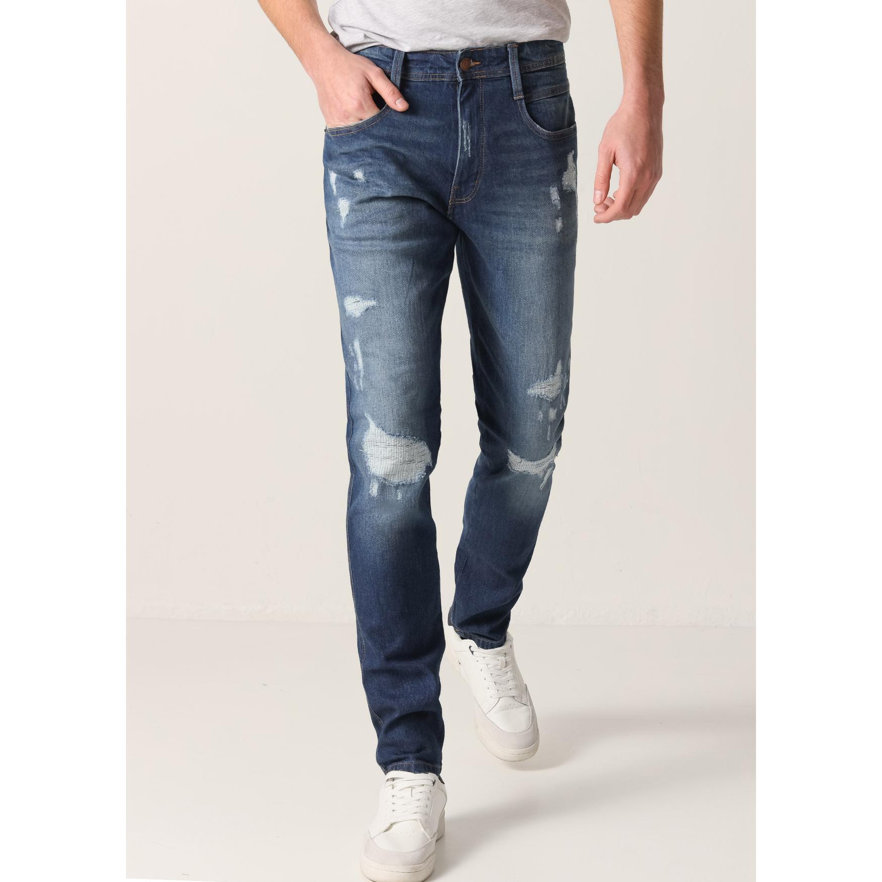 SIX VALVES - Jeans estilo rotos - Tiro medio- Slim fit - Tallaje en pulgadas- Tallaje en Pulgadas