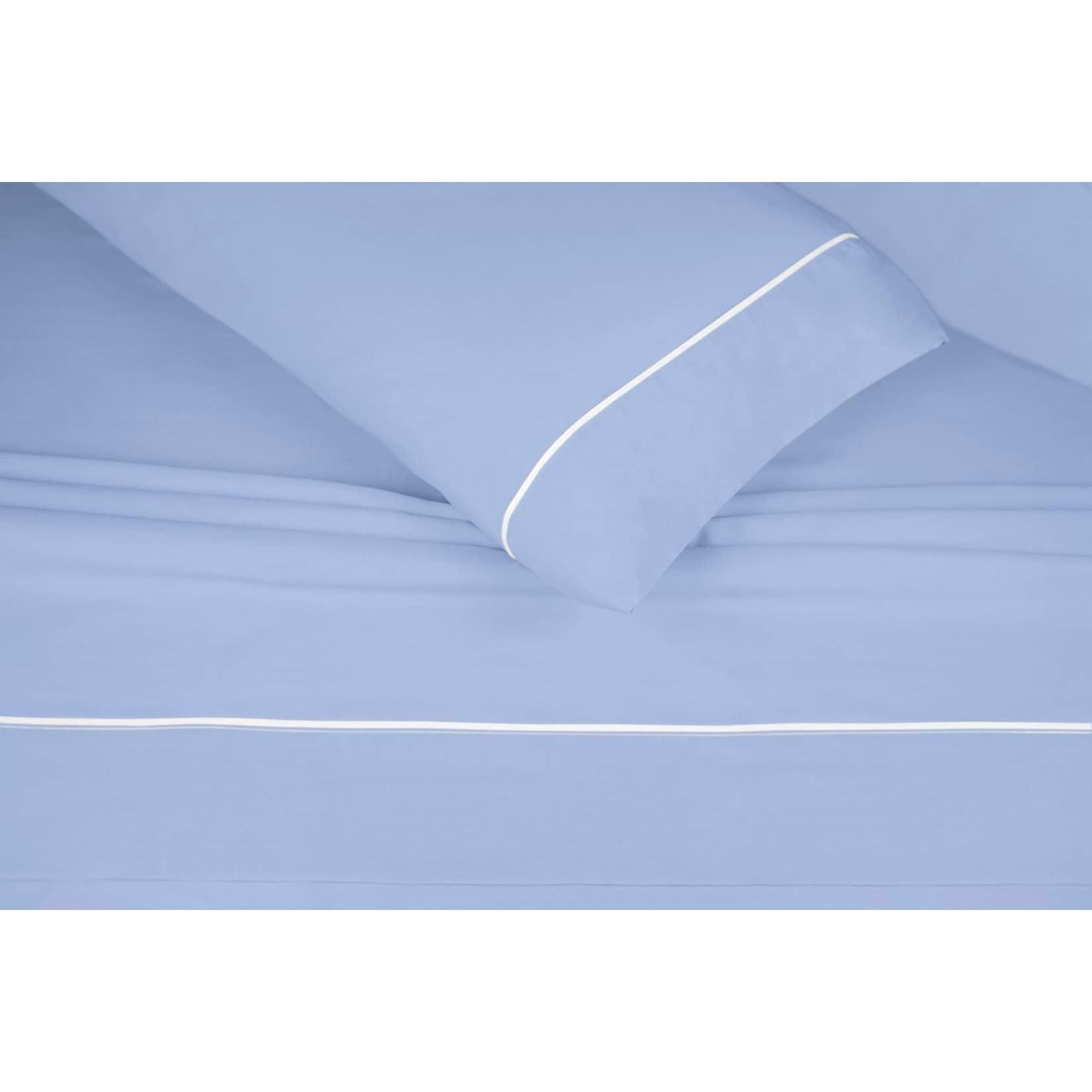 Juego sábanas azul 241 Ribete Blanco