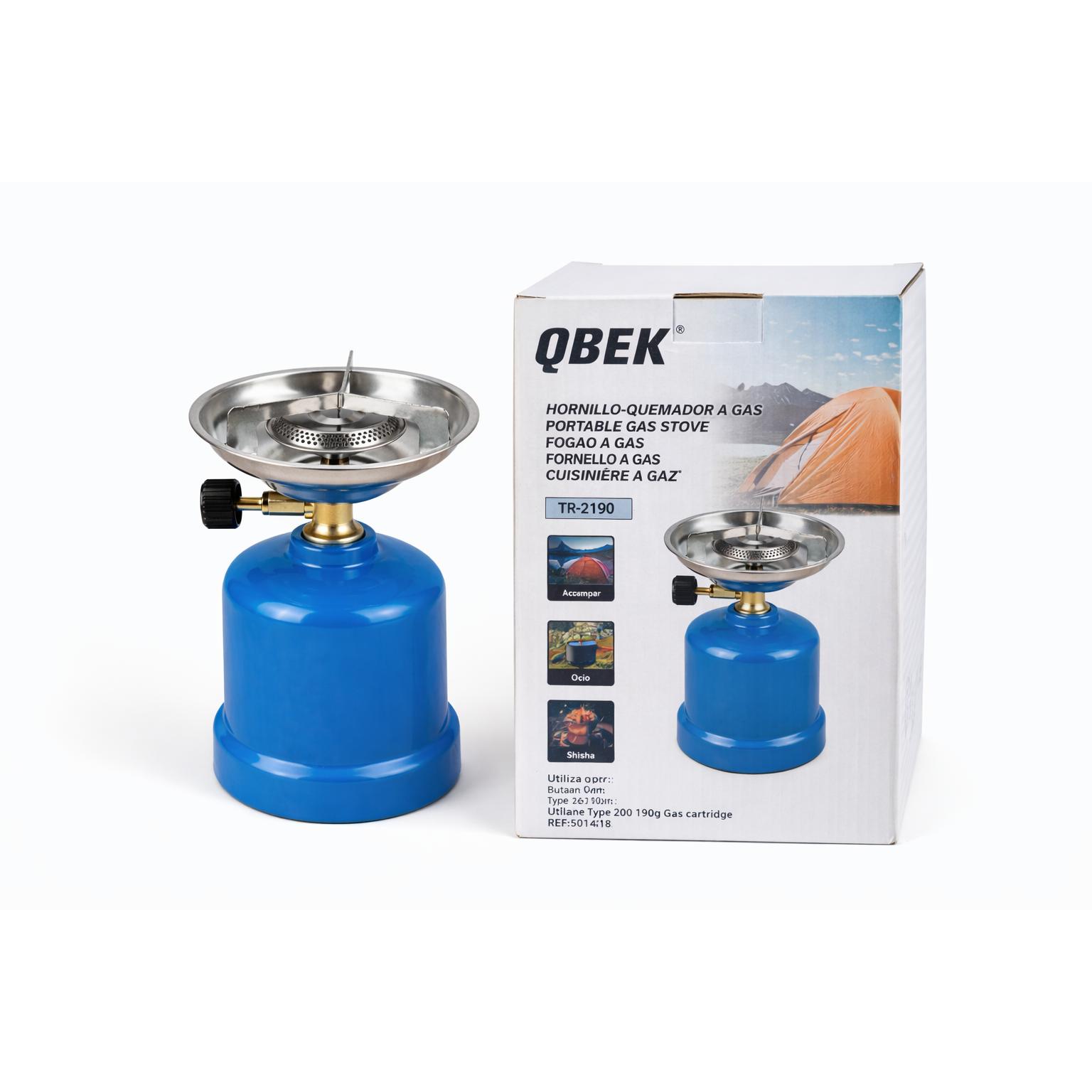 Qbak - Cocina portátil QBEK compacta y ligera (120 × 200 mm) para exteriores, resistente y con control preciso de la llama, acero inoxidable