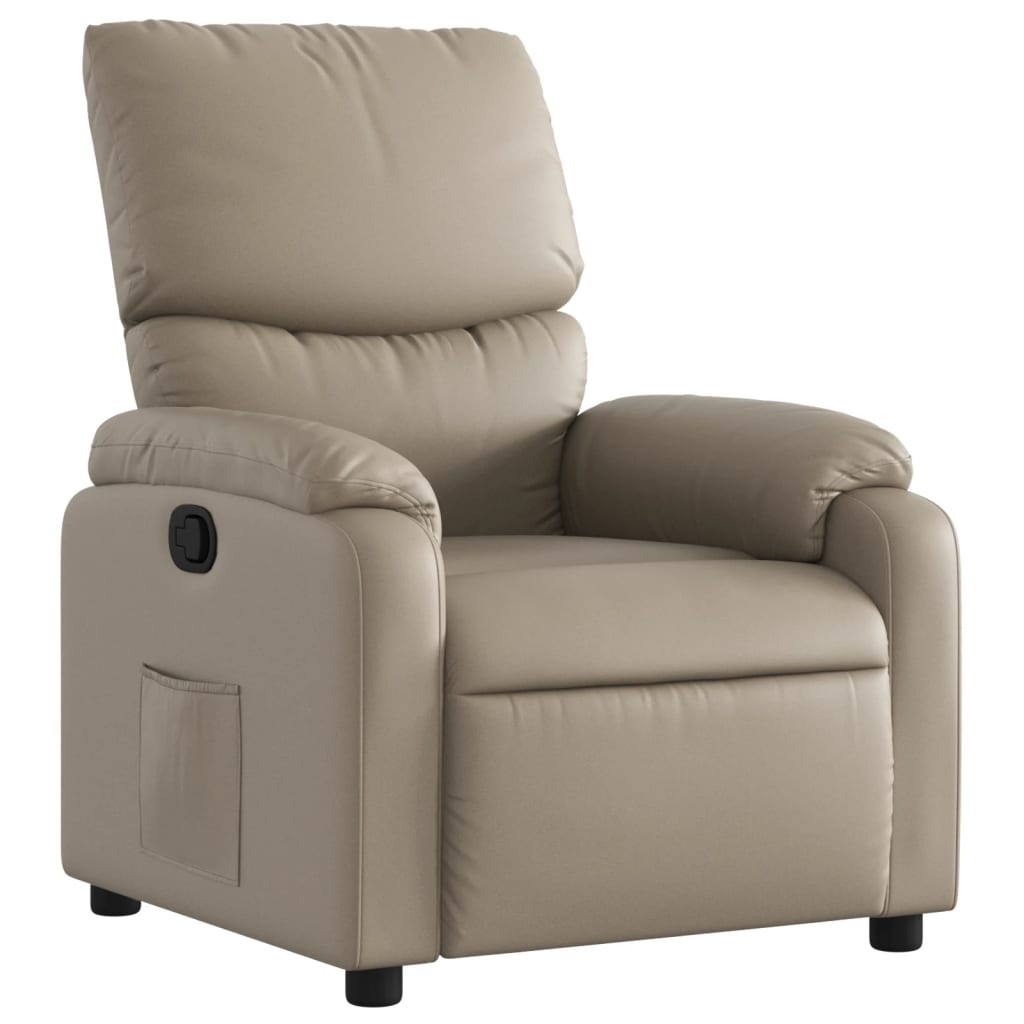 vidaXL Sillón reclinable de cuero sintético Negro, Crema, Marrón Sillon Dormitorio Sillon Comodos Silla Relax Sillón Sofá