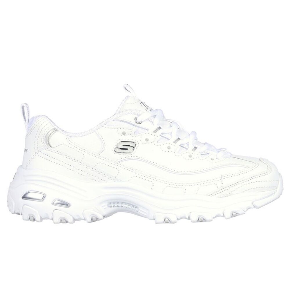 Zapatillas Blancas Skechers D'Lites - Fresh Start Blanco-Plata