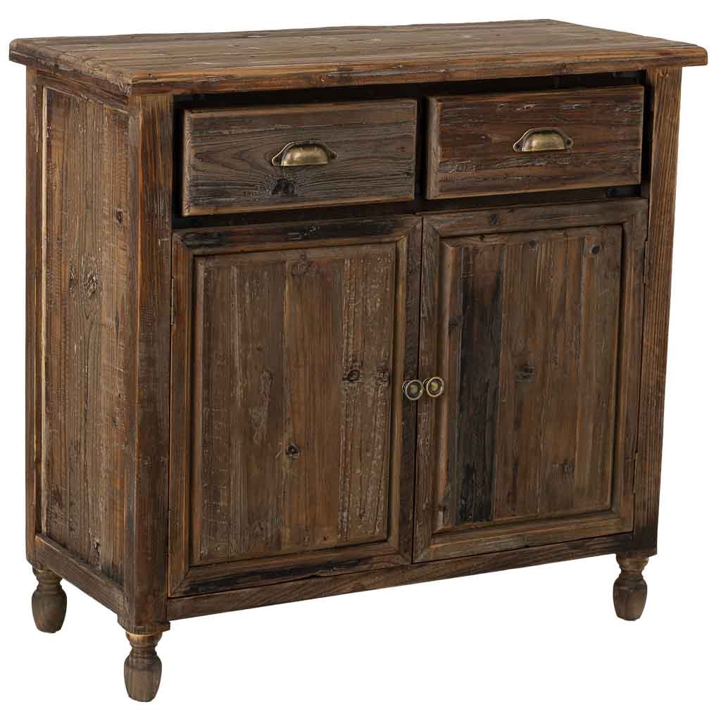 Wonderlust Deco - Aparador de madera con 2 puertas y 2 cajones 90x40x85h cm Marrón 90x40x85h cm
