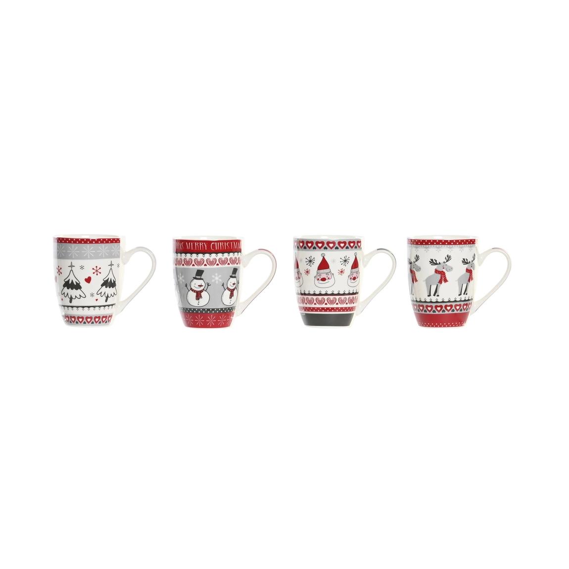 Pack de 4 Tazas Navideñas de Porcelana - Ideal para Café y Leche - Resistente a Microondas y Lavavajillas