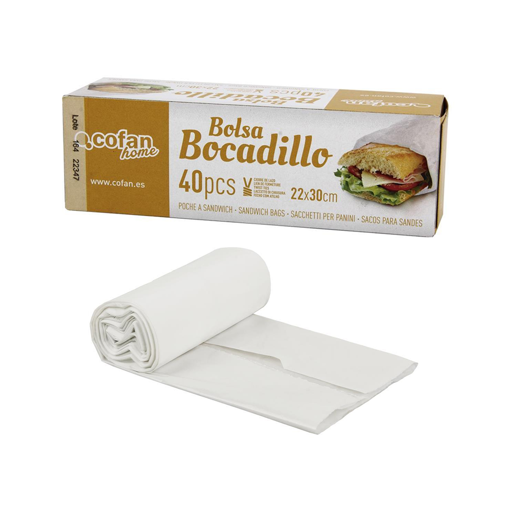 Pack 40 Bolsas para Bocadillos 22x30 cm | Polietileno Seguro