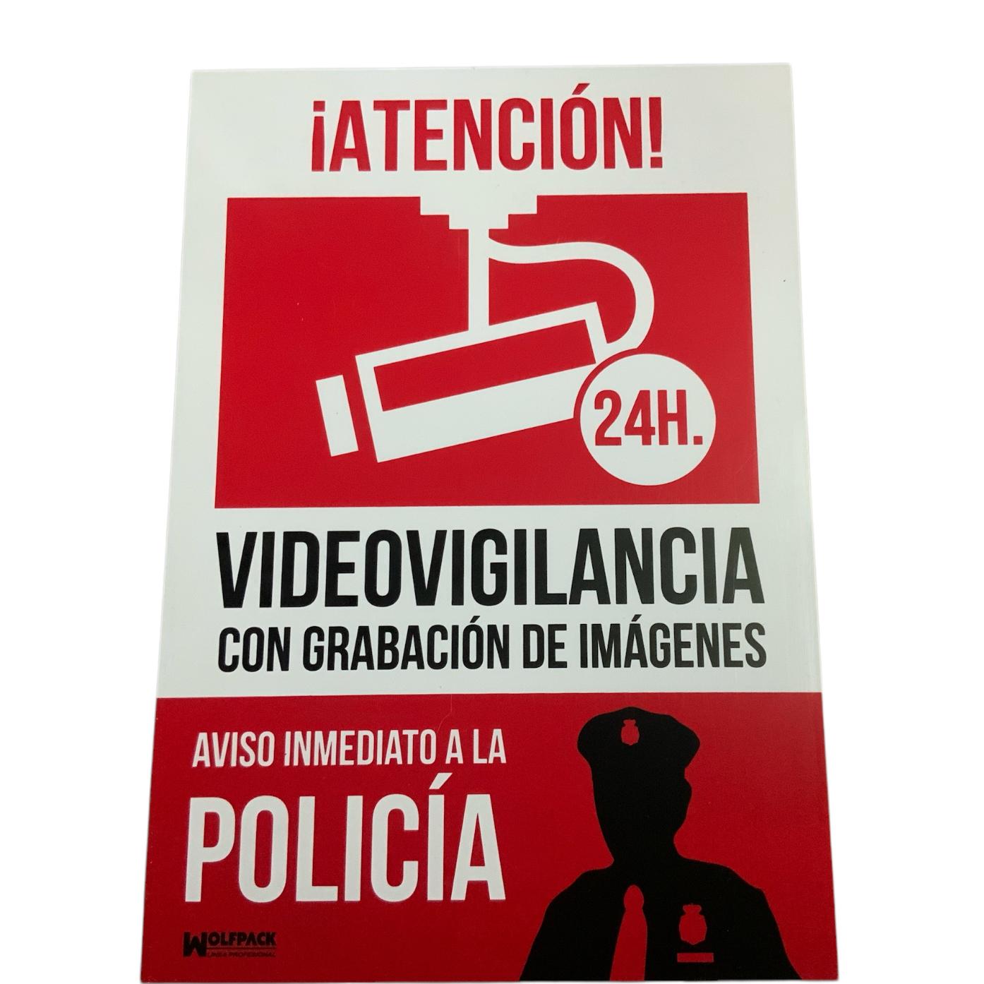 SANCO STORE - WOLFPACK LINEA PROFESIONAL Cartel Alarma Conectada Aviso a Policia 30x21
